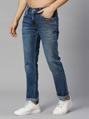 Image of Blue Jeans for Men Regular Fit - Cotton Jeans Pant for Men, Regular Denim Jeans for Boys - Light Fade Jeans for Men