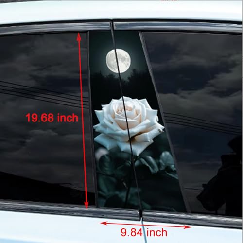 Image of 2pcs /1set Car B Pillar Sticker Decal Upgraded Vinyl Car Decals Body Side Stickers,Wolf Lions Rose Tigers Graphics Scratch Cover Large Sticker for Car Auto Van SUVs Trucks 19.6'' (Moon Rose)