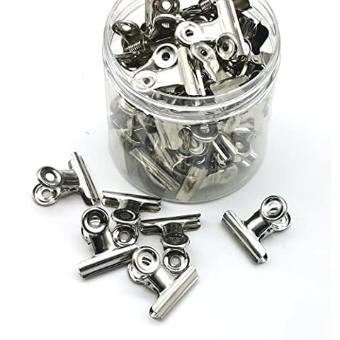 Otylzto 48PCS Bulldog Clips Silver 1.25 Inches,Mini Binder Clips,Metal Paper Clips with Transparent Storage Box,Binder Clips,Hinge Clips for Crafts Cover
