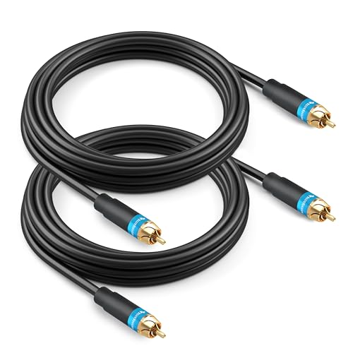 BlueRigger Subwoofer Cable 10FT 2PK, Dual Shielded RCA Cables for Subwoofer