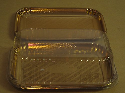 image for Decony Rectangular Gold Cardboard Cake Tray 8''x 11' with clear dome l
