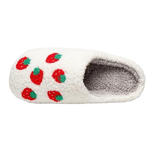 Image of Women's Men's Cute Fuzzy Heart Slippers Memory Foam Fluffy Couple Slippers Cozy House Indoor Outdoor Shoes