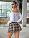 Avidlove Mini Pleated Skirts for Women Mini Plaid Skirt Brown XL