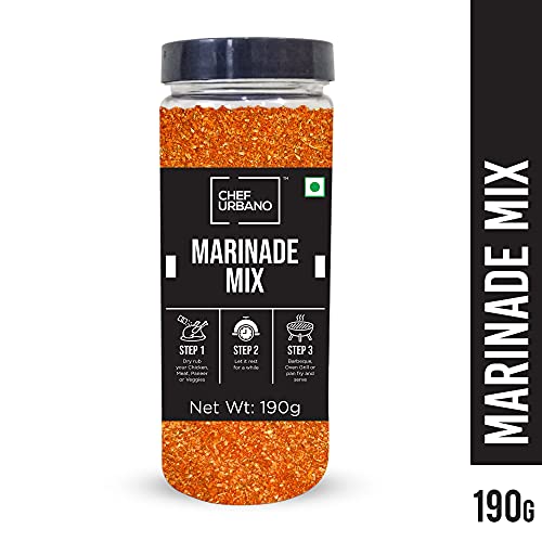 Image of Chef Urbano Marinade Mix 190g | Perfect Barbecue Tikka Masala Rub Spice Marinate Seasoning | All Purpose Seasoning | Zero Added Colours, Fillers, Additives & Preservatives | Vegetarian