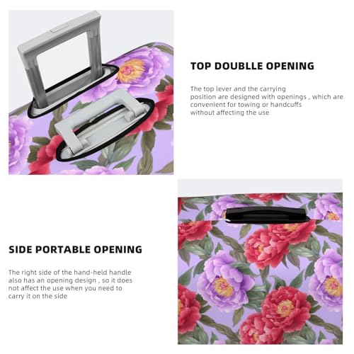 Pink And Red Peonies Elastic Travel Luggage Covers Dustproof Scratch-Resistant Suitcase Protector Fit 22-24 Inch3