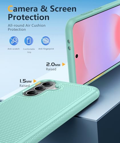 Image of FNTCASE for Galaxy A37-5G Phone Case - Samsung Military Grade Drop Protection Cases, 14ft Drop Tested, Screen Protector Included, Anti-Slip Textured, TPU+PC Dual Layer Shockproof Cover (Mint Green)