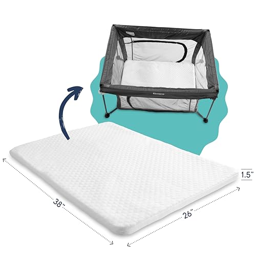 Image of hiccapop Pack and Play Mattress (38"x26"x1.5"), Playpen Mattress, Playard Mattress for Pack and Play, Pack N Play Mattress with Washable Cover, 1.5" Thick
