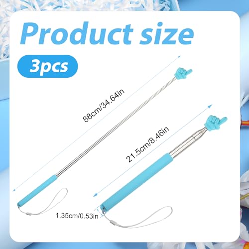 3pcs Telescopic Teachers Pointer, Pointer Sticks with Lanyard, Extendable Hand Pointer Finger Pointing Sticks, Retractable Whiteboard Pointer for Teachers Speakers Classroom Presentation