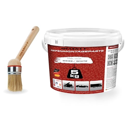 HASKYY Reifenmontagepaste Reifenmontierpaste 5KG WEISS mit Pinsel Montagepaste Montagewax Reifenmontagewax Reifen