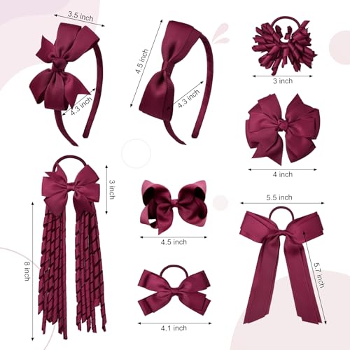 Set de accesorios para cabello escolar Burgundy 13 piezas miniatura 6