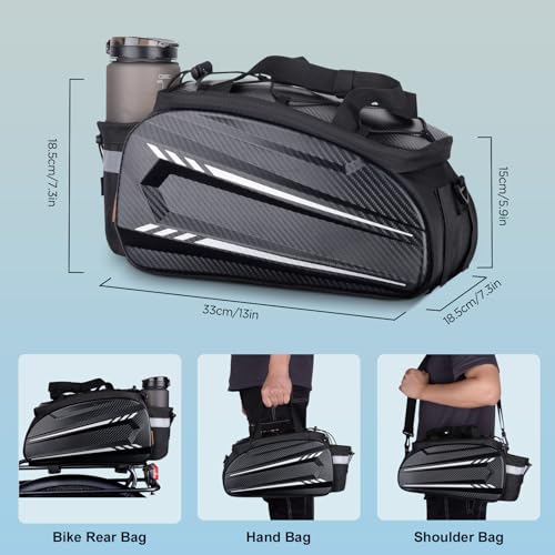 LEMEGO Fahrradtasche für Gepäckträger, Satteltaschen für Fahrrad 10L Gepäckträgertasche...