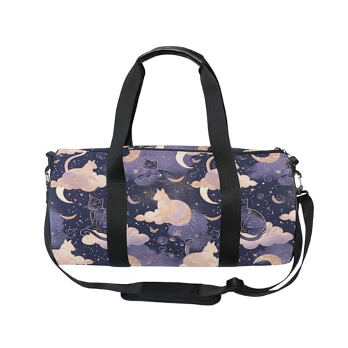 MNSRUU Sports Duffel Bags, Cat Moon Athletic Gym Bag Overnight Workout Travel Tote Luggage for Men Women Yoga2