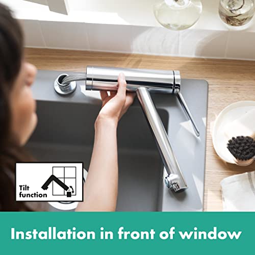 hansgrohe Vorfenster Küchenarmatur Zesis M33, Wasserhahn Küche mit Auslauf Höhe 160 mm, 150° drehbar, 1 Strahlart, Chrom