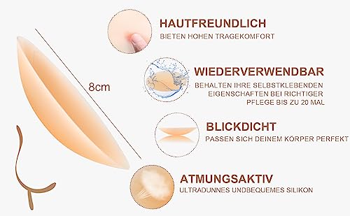 LEBEXY Nippelpads Damen | Nippelcover Selbstklebende Ultra dünn | Nippel Cover Pads | Brustwarzen Abdeckungen Nippelkleber | Nippelabdeckung Ultradünne | Brustwarzenabdeckung, 4 Paar 8cm, Atmungsaktiv