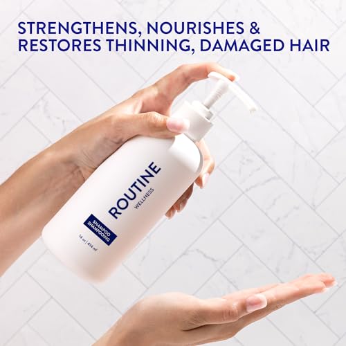 Image of Routine Wellness Anti-Thinning Volumizing Shampoo - Magnolia & Fresh Rain | Clinically tested shampoo for thinning hair with biotin, pea peptides, saw palmetto oil, color safe, sulfate free