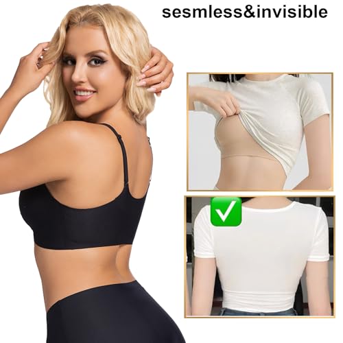 Image of PRETTYWELL Bras for Women Comfort Seamless Bra, Cross Back Adjustable Bralette Bra, Wireless Everyday Bras for Women A-C Cup