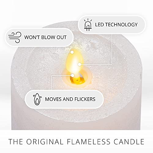 Image of Luminara Realistic Artificial Flame Frosted White Metallic Glitter Candle (3 x 6.5-inch) Moving Flame LED Battery Operated Lights - Unscented - Remote Sold Separately