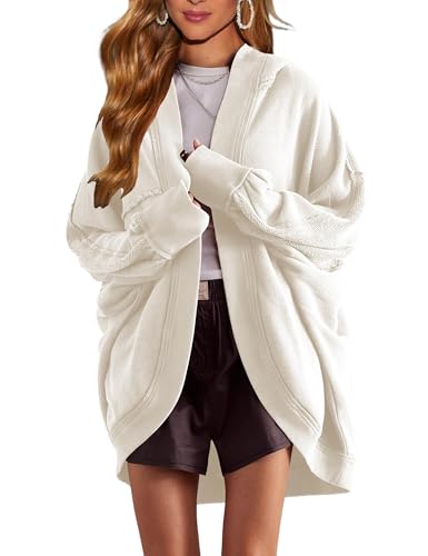 Image of Womens Oversized Cardigan Hooded Open Front Sweatshirt Drop Shoulder Long Sleeve Fall Jackets Outwear
