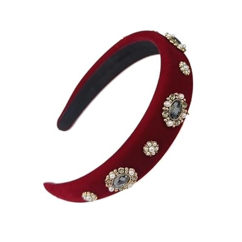 KAJYLFAST Velvet Wide Edge Headband Pearl Hair Hairpin Rhinestone Headbands