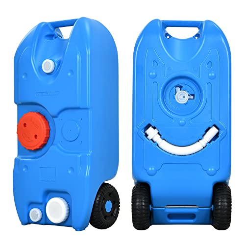 YITAHOME 10.6 Gallon Large Capacity Portable Water Holding Tank with Metal Handle Odorless Tote for Camper with Large Wheels, Filling Port, Hose, Faucet, Handles for Easy Carry & Fast Empty,