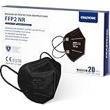 CRAZYCHIC - 20x Masque FFP2 NR Noir Certifié Norme CE EN149 - Masque de Protection Respiratoire - Haute Filtration 5 Couches Filtrantes - Hypoallergénique - Emballage individuel - Boîte 20 pcs