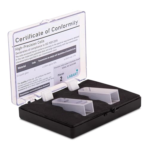 Image of LABART Glass Cuvette (Pathlength: 30mm, Volume: 10.5ml with PTFE Cover, Spectrophotometer) Set of 2 Pcs with Transmission Certificate
