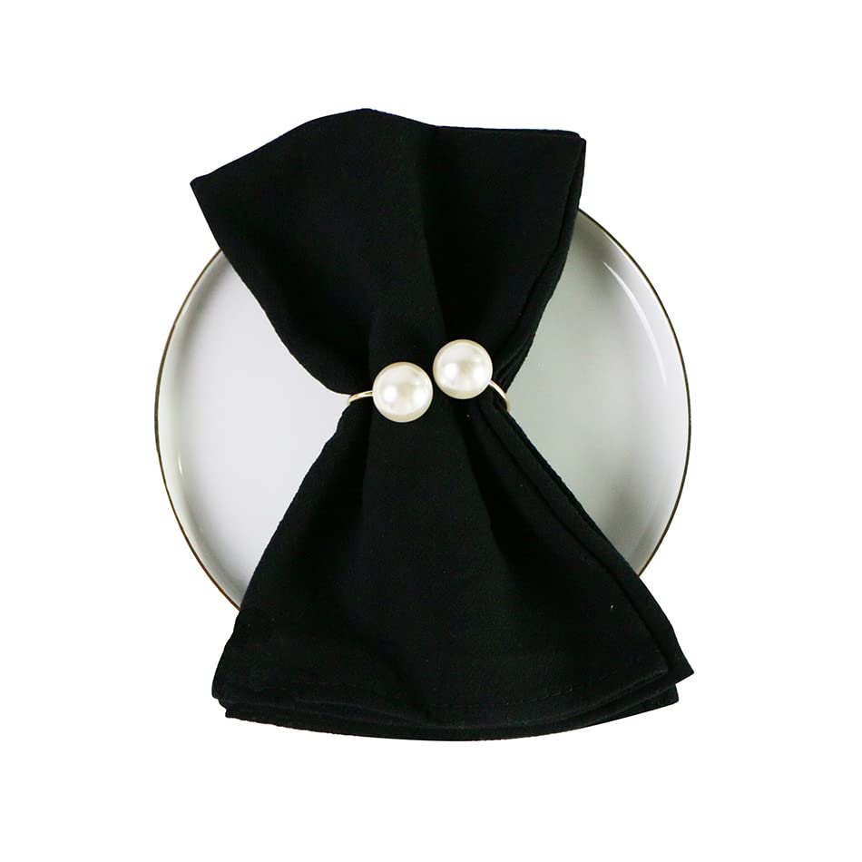 Servilletas de satén para la Mesa, Servilletas de Cena con Banda satén algodón Lavables Multicolor 30x45 cm 12 Piezas(Black X12pcs)