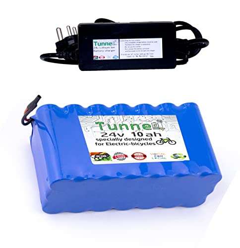 Image of Tunnel 24v 10ah Lithium ion Rechargeable Battery (7s4p) with Charger 24v 10000mah Li-ion Battery (Battery+Charger) Designed for Electric Bikes and Other Purposes