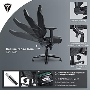 Gaming Chair Ergonomic PC Game Chair- Lumbar Support Headrest 4D Armrests Computer Chair, Big and Tall Comfortable Large, Ergonomic, Metal Gaming Chair Ergonomic PC Game Chair Lumbar Support Headrest 4D Armrests Computer Chair Big and Tall Comfortable Large Ergonomic Metal