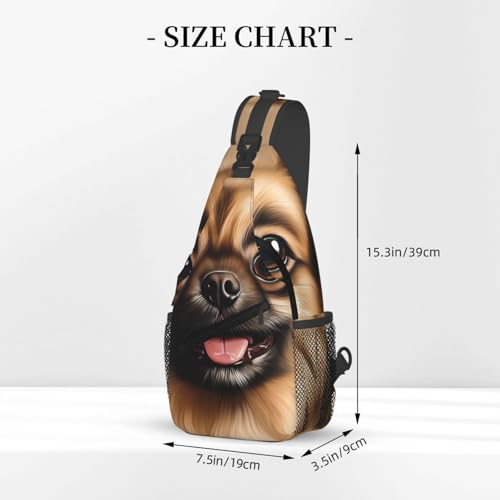 Crossbody Bag Negro estilo Sling, con diseño de perro miniatura 3