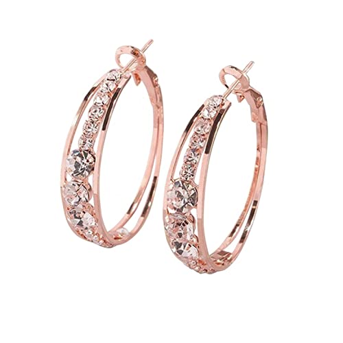 Hoop Earrings for Women 24mm Small Personalized Rhinestone Hoops Statement Accessories Jewelry Gifts for Ladies
