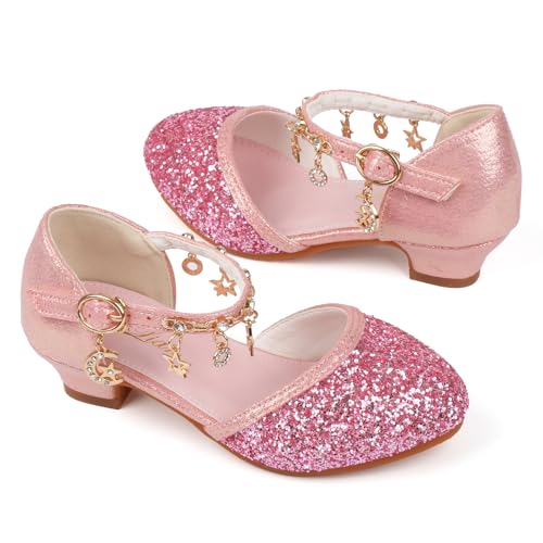 ChuLian Girls Dress Shoes Glitter Sequins Princess Low Heels Party Dance Shoes Party Wedding Flower Girls Sandals3