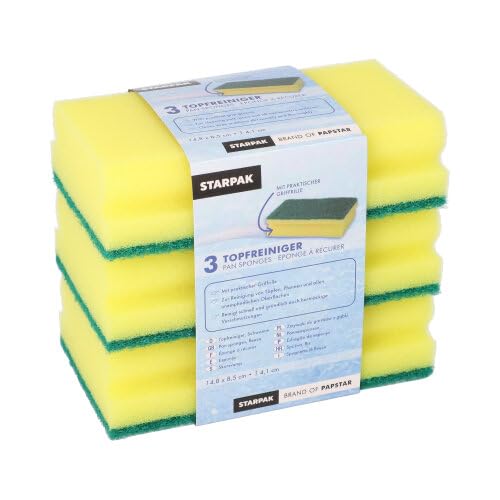 42 estropajos Jumbo rectangular 4,1 cm x 14,8 cm x 8,5 cm amarillo/verde con asa, rascadores