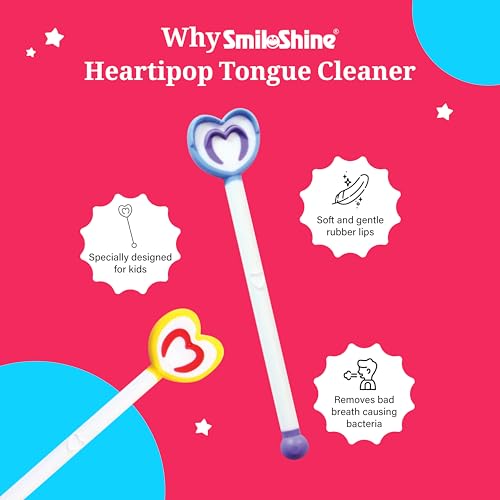 Image of SmiloShine Lollipop Tongue Cleaner for Kids Pack of 4 With 4 different colors