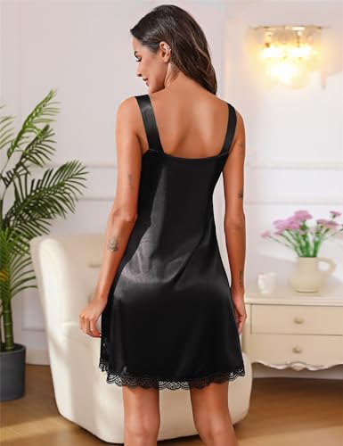 Migcaput-Nuisette-Femme-Satin-Sexy-Chemise-de-Nuit-avec-Col-en-V-Babydoll-a-Bretelles-Robe-de-Nuit-Chemise-de-Nuit-Babydoll