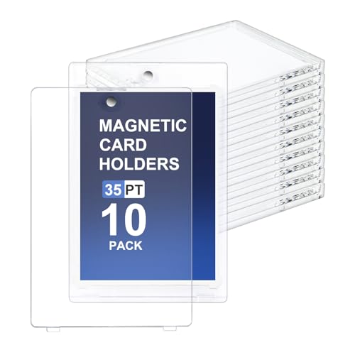 Tarjetero magnético para tarjetas de intercambio, paquete de 10 protectores de tarjetas de 35 puntos, plástico duro, fundas transparentes para tarjetas de juego, tarjetas deportivas de béisbol