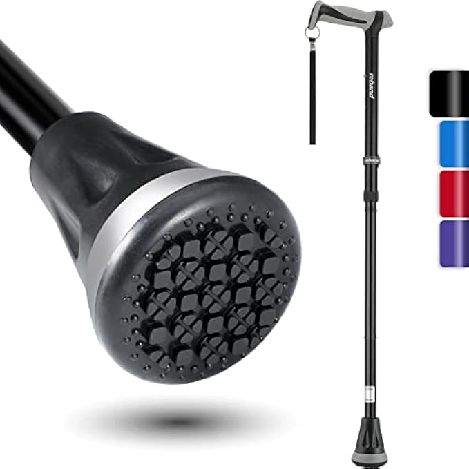 Rehand All Terrain Walking Cane, Colorful Foldable Walking Sticks for Seniors & Adults, Pivot Tip and Heavy Duty Mobility Aid, Collapsible Cane for Men & Women