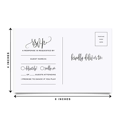 Bliss Collections Rsvp Postcards, Heart Script, Card Stock For Weddings, Receptions, Showers, Birthday Parties, Celebrations And Special Events, 4"X6" (Pack Of 50) #TOP3