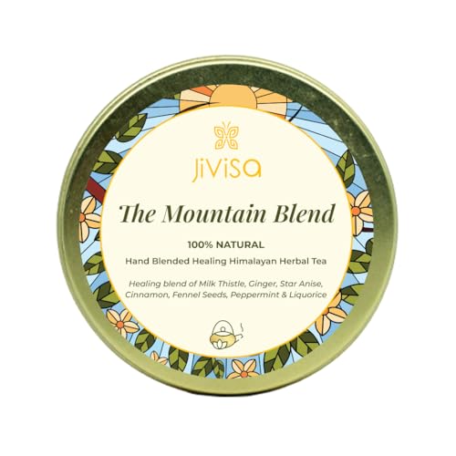 Image of JiViSa Mountain Blend Gut Health Herbal Tea for Digestion & Bloating Relief with Fennel, Ginger, Peppermint, Milk Thistle, Cinnamon, Star Anise & Liquorice | Tin 25g