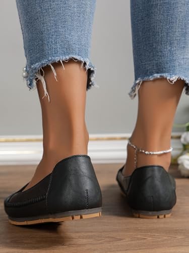 Image of Loafers for Women Leather Business Casual Shoes Comfortable Lightweight Penny Loafers Slip On Work Flats Moccasins Driving Boat Shoes
