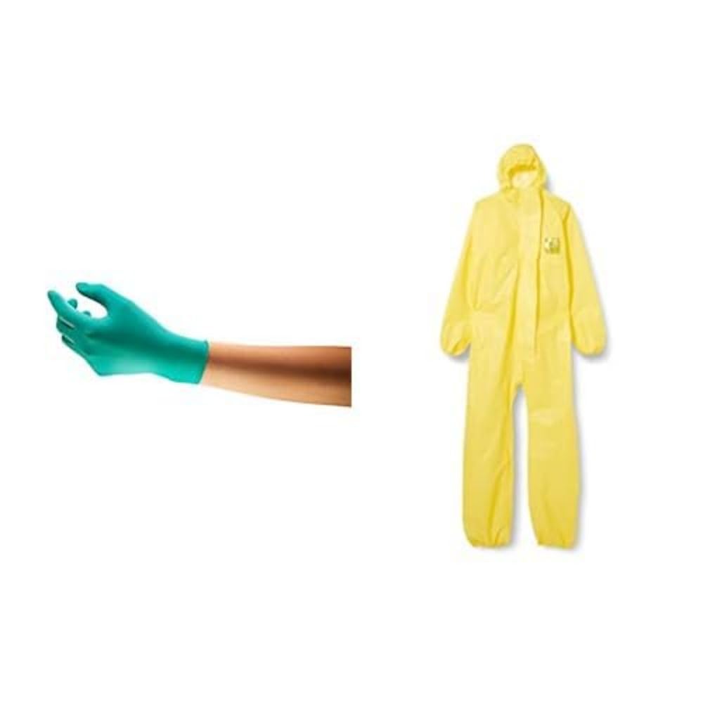 Ansell TouchNTuff 92-600, Gants jetables en Nitrile, non poudrés, Taille M (100 Gants) AlphaTec 2300 Modèle 132, Combinaison de protection chimique intégrale, Taille L (1 Pièce)