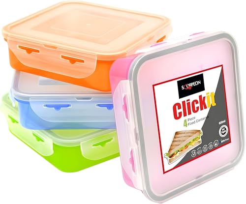 Scorpeon 4-Pack 600ml Meal Prep Containers – BPA-Free & Leakproof – Microwave, Freezer,...
