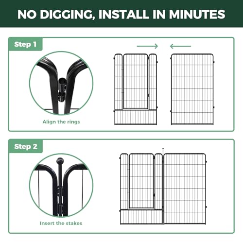 Image of FXW Garden Fence Outdoor for the Yard - 45in(H) x 36.4ft(L) Heavy Duty Metal Animal Barrier for Dog, No Dig Decorative Dog Fence, 16 Panels, Black