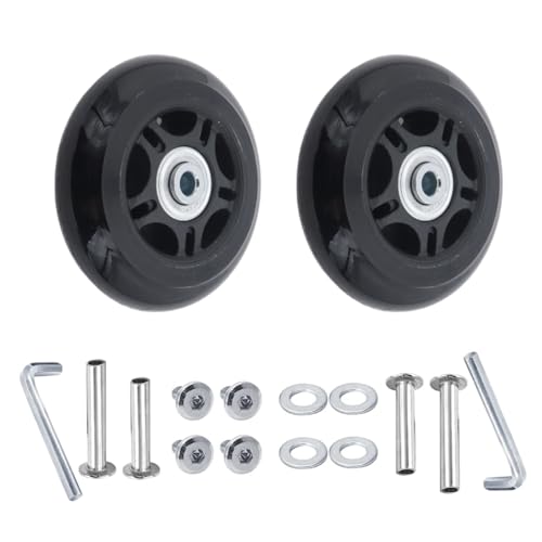 75 x 24mm Luggage Wheels Replacement, 2Pcs Rubber Suitcase Swivel Caster Wheels Repair Kit, Sturdy Smooth Rolling for Carry-on Roller Bag, Trolley, Travel Case