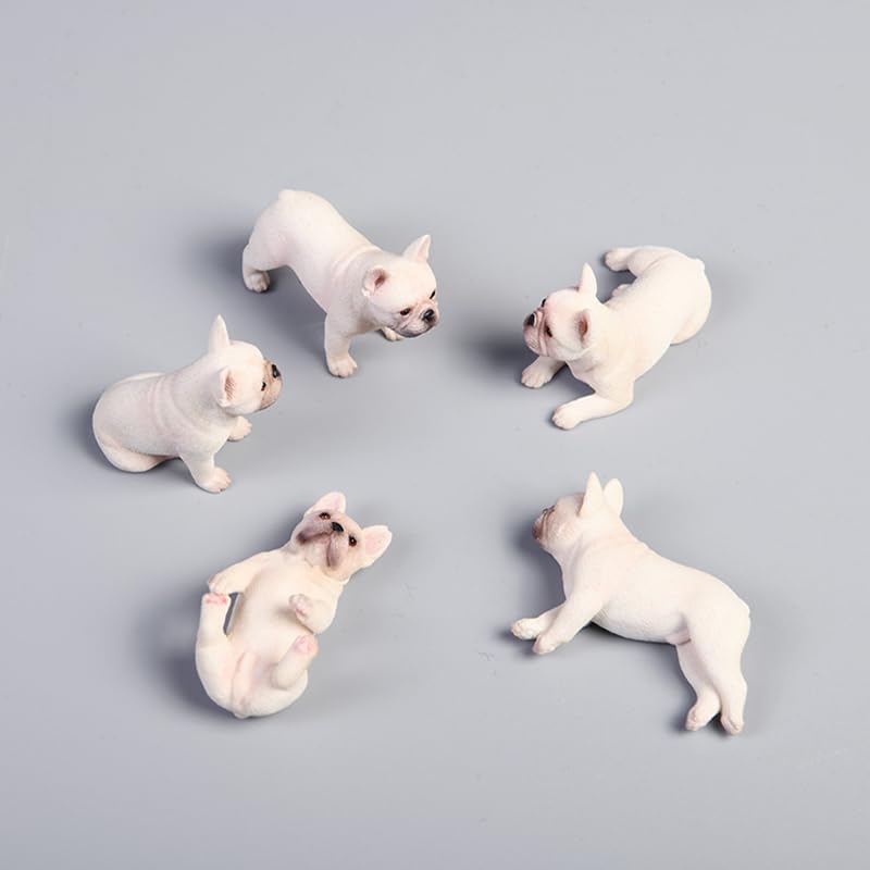 Figurines de chien bouledogue français lot de 5 miniatures décoratives en résine