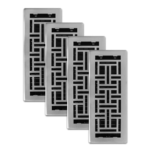 Decor Grates Oriental Floor Register 4x12 in Brushed Nickel (4-Pack)