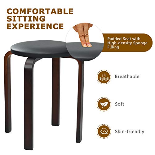 Image of COSTWAY 4-Pack 18.5-Inch Portable Stackable School Stools for Kids, Black