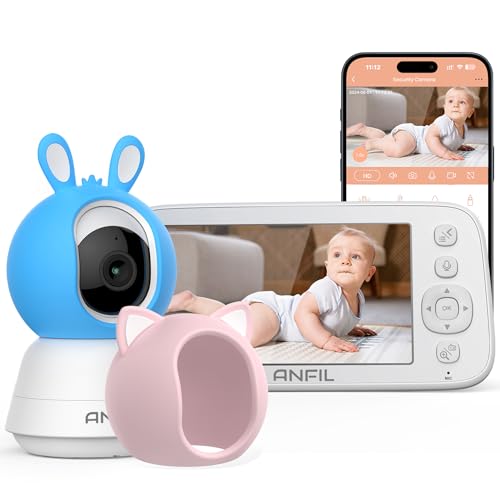 ANFIL® Baby Monitor Video e Audio con Telecamera – Schermo 5', Visione Notturna, Audio Bidirezionale, VOX, Sensore Temperatura, Telecamera Neonati, Monitor Chicco, Radioline Neonato