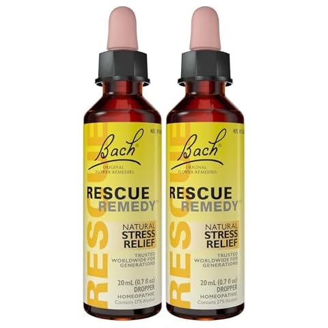 Bach Rescue Remedy Dropper 20mL Bundle, Homeopathic Flower Essence, Vegan, Gluten & Sugar-Free, Non-Habit Forming, 2-Pack Cover