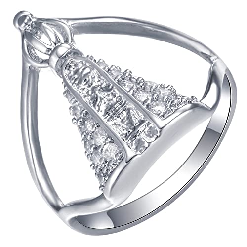 Copper Wedding Rings for Women, Promise Rings for Women Gothic Size 6-10 Silver Crown Cubic Zirconia